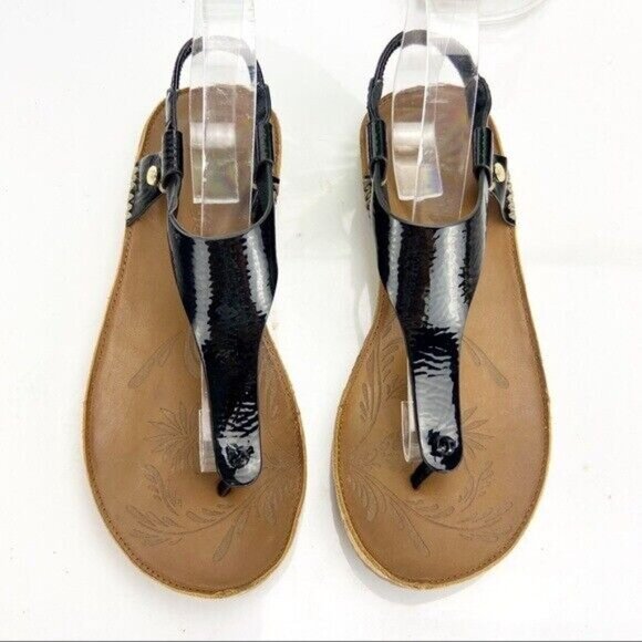 Tommy Bahama Shoes - Tommy Bahama Women's Tanna Sandal Size 6 Thong Flat Black Patent Slingback Shoe